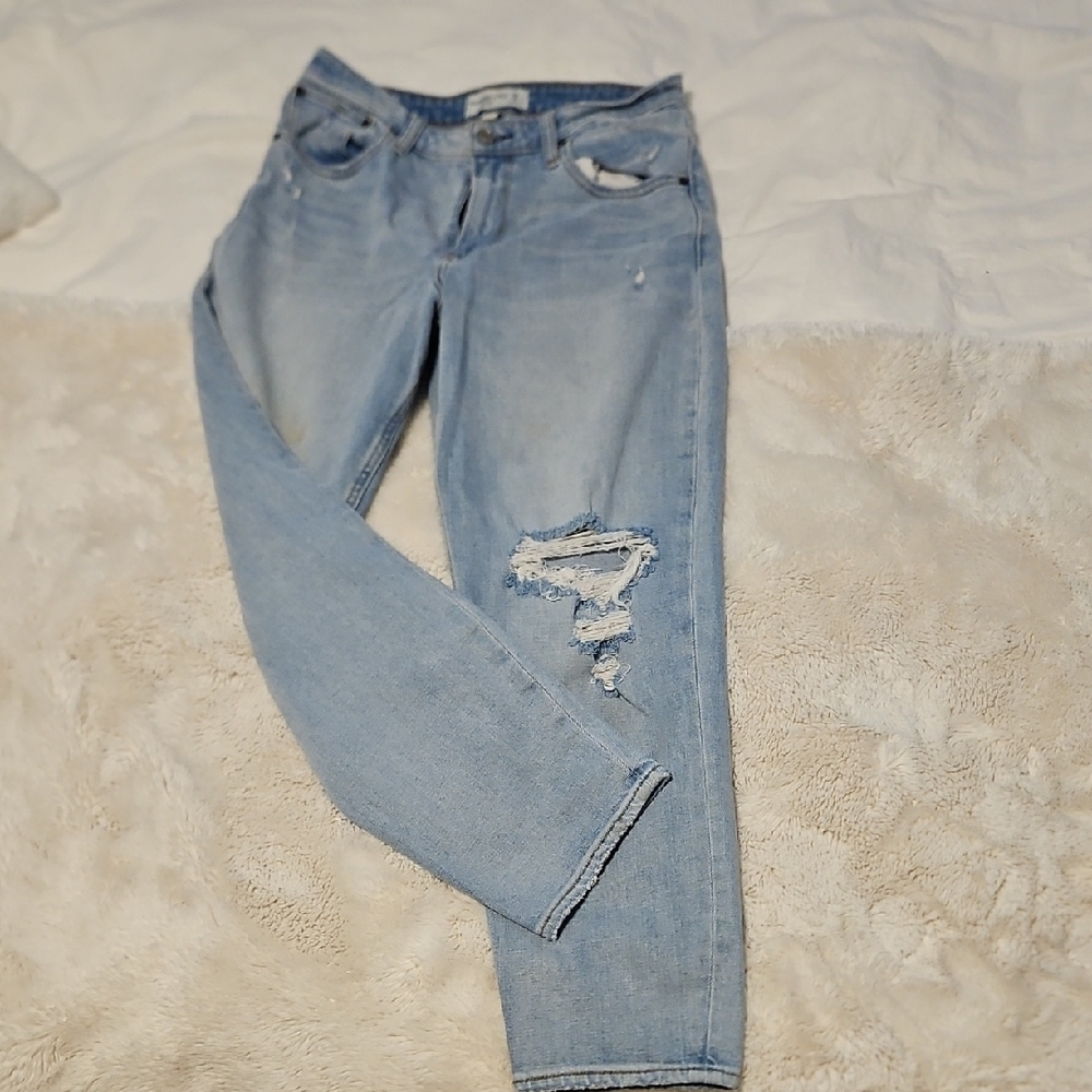 Abercrombie & Fitch Blue Boyfriend Jeans with Distressed Details